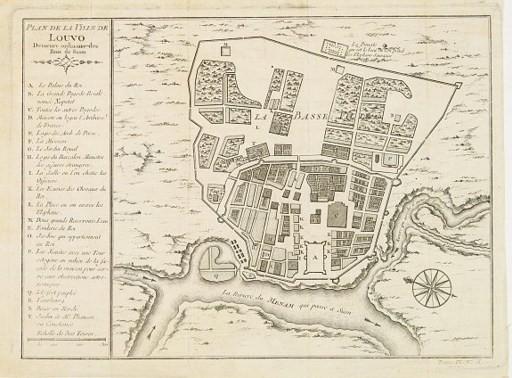 PREVOT. / BELLIN, J.N., Plan de la ville de Louvo Demeure ordinaire des Rois de Siam., antique map, old maps