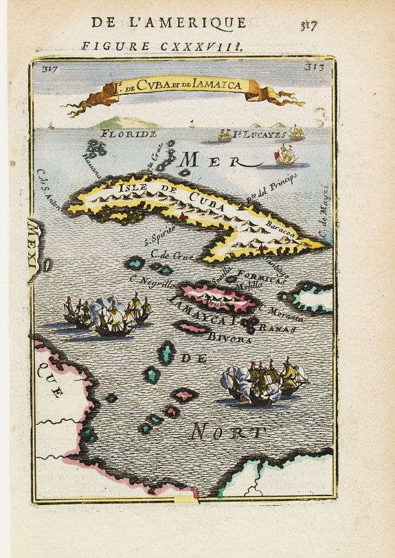MALLET,A.M., Is. De Cuba et de Jamaica., antique map, old maps