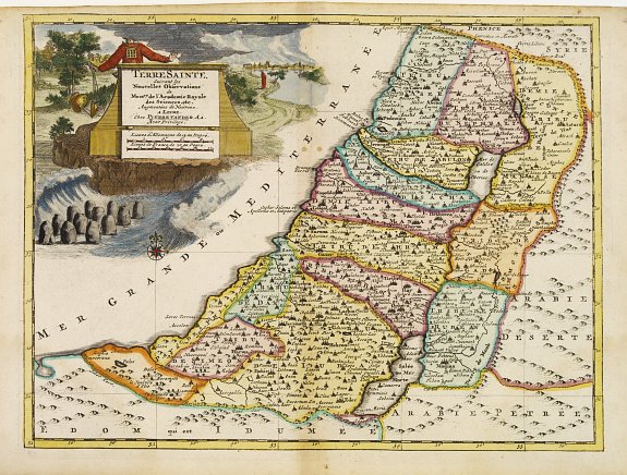 VAN DER AA,P., Terre Sainte suivant les nouvelles observations de Mess. De l'Academie Royale des Sciences. Etc., antique map, old maps