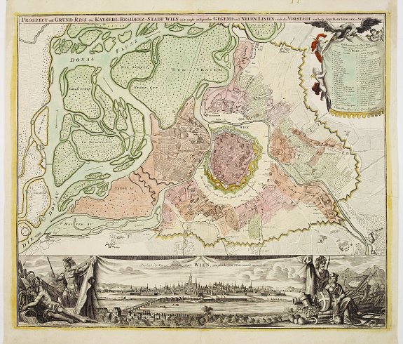 HOMANN,J.B., Prospect und Grund-riss.. stadt Wien., antique map, old maps