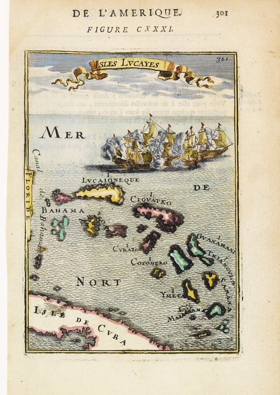 MALLET, A.M., Isles Lucayes., antique map, old maps