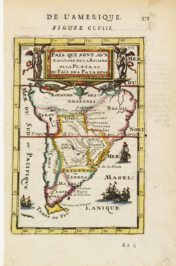 MALLET,A.M., Païs qui sont aux Environs de la Riviere de la Plata et du Païs des Patagons., antique map, old maps