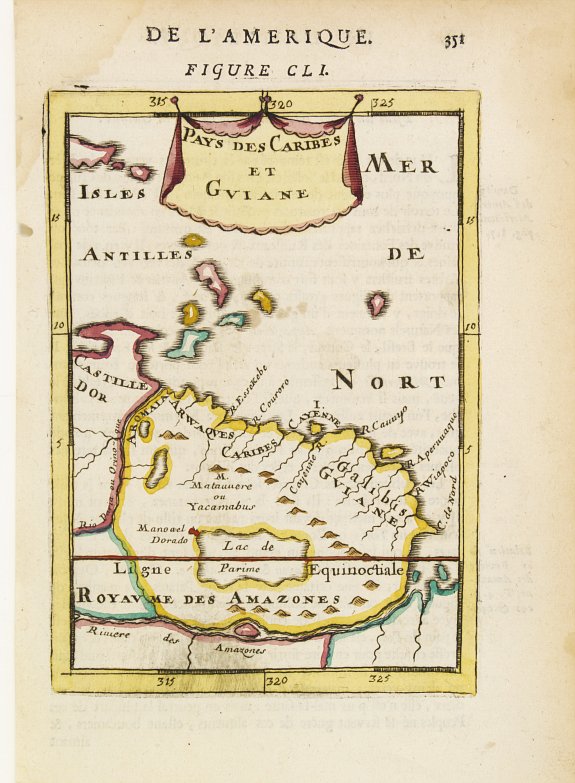 MALLET,A.M., Pays des Caribes et Guiane., antique map, old maps
