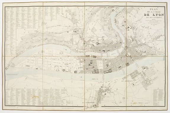 DARMET, J.M., Plan de la Ville de Lyon, et ses environs, réduit d'apres les meilleurs levés, corrigé, augmenté et gravé d'après des plans particuliers et des reconoissances faites sur les lieux., antique map, old maps