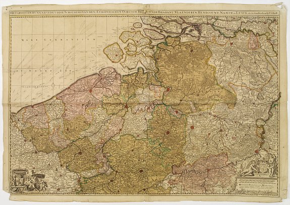 SCHENK,P., Het groot en by naar geduurige schouwburg van den Europeeschen Oorlogh behelsende Brabant, Vlanderen, Henegouwe, Namur en Luyck, etc. te Amsterdam by P.Schenk., antique map, old maps