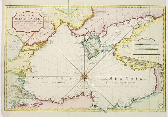 DÉPOT DE LA MARINE, Carte réduite de la Mer Noire, dressée pour le service des vaisseaux du Roy. Par ordre de M. de Boynes, secretaire d'Etat.., antique map, old maps