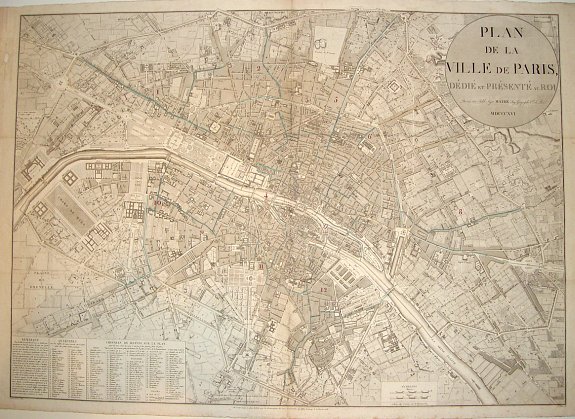 MAIRE,N., PLAN DE LA VILLE DE PARIS, DIDIE ET PRESENTE AU ROI, antique map, old maps