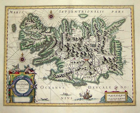 HONDIUS,H., Tabula Islandiae, antique map, old maps