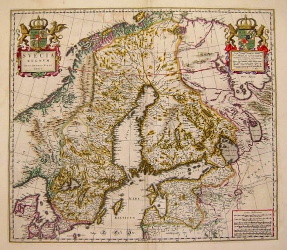 BLAEU,J., Sveciae Regnum., antique map, old maps