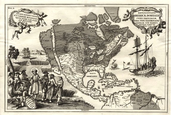 SCHERER, H., Repraesentatio Americae Borealis..., antique map, old maps