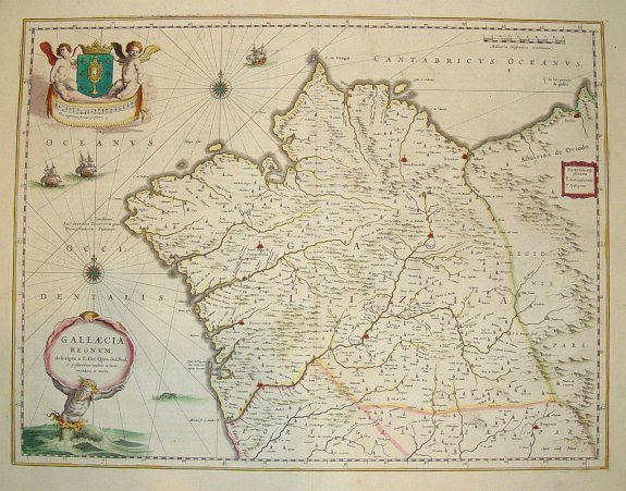 BLAEU,W., GALLAECIA REGNUM, antique map, old maps