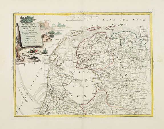 ZATTA,A., La provincie di Frisia, Groninga ed Over-Yssel con parte dell' Ollanda propria.., antique map, old maps