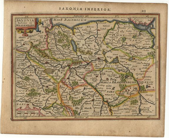 MERCATOR,G./ HONDIUS,J., Saxonia inferior et Meklenborg., antique map, old maps