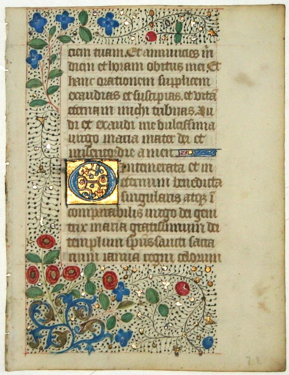 BOOK OF HOURS, Leaf on vellum from a manuscript Book of Hours., antique map, old maps