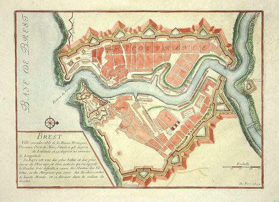 FER, N de, Brest, antique map, old maps