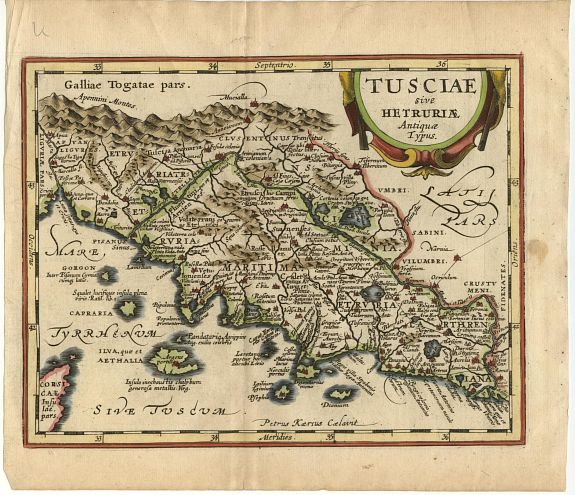 CLUVER, Tusciae sive Hetruriae Antiquae Typus., antique map, old maps