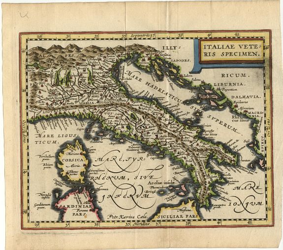 CLUVER, Italiae Veteris Specimen., antique map, old maps