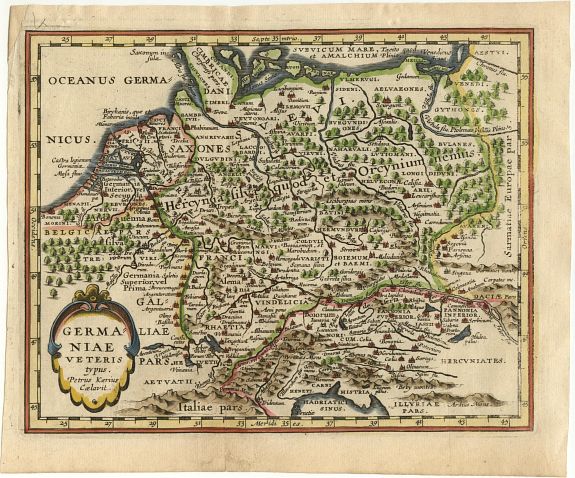 CLUVER, Germaniae Veteris typus, antique map, old maps