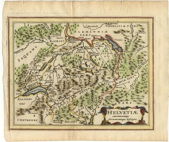 CLUVER, Helvetiae conterminarumque terrarum antiqua descriptio., antique map, old maps