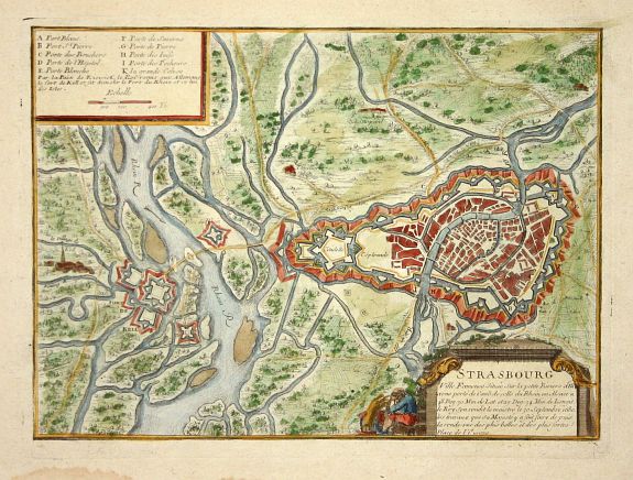 FER, N de, Strasbourg, antique map, old maps