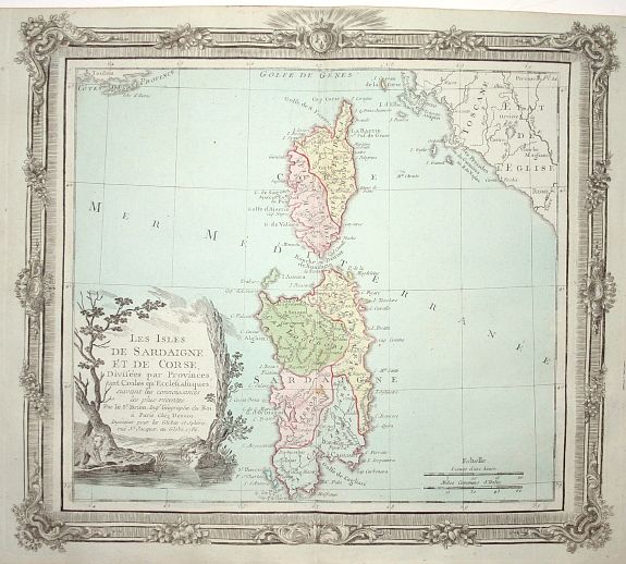 BRION, Les Isles de Sardaigne et de Corse.., antique map, old maps
