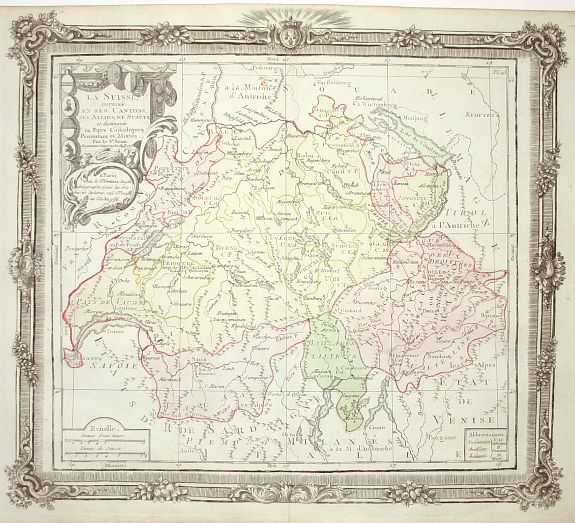 BRION, La Suisse Divisee en ses Cantons, sees Allies et Sujets.., antique map, old maps
