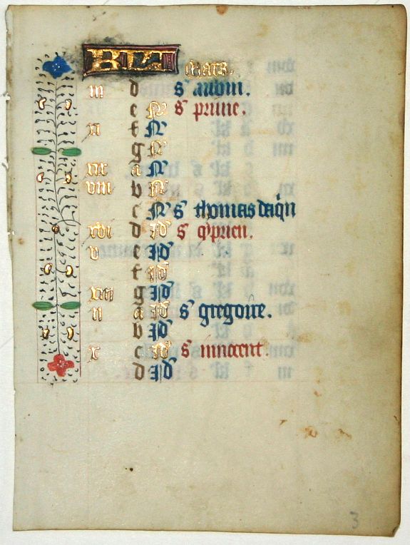BOOK OF HOURS, Leaf on vellum from a manuscript Book of Hours., antique map, old maps