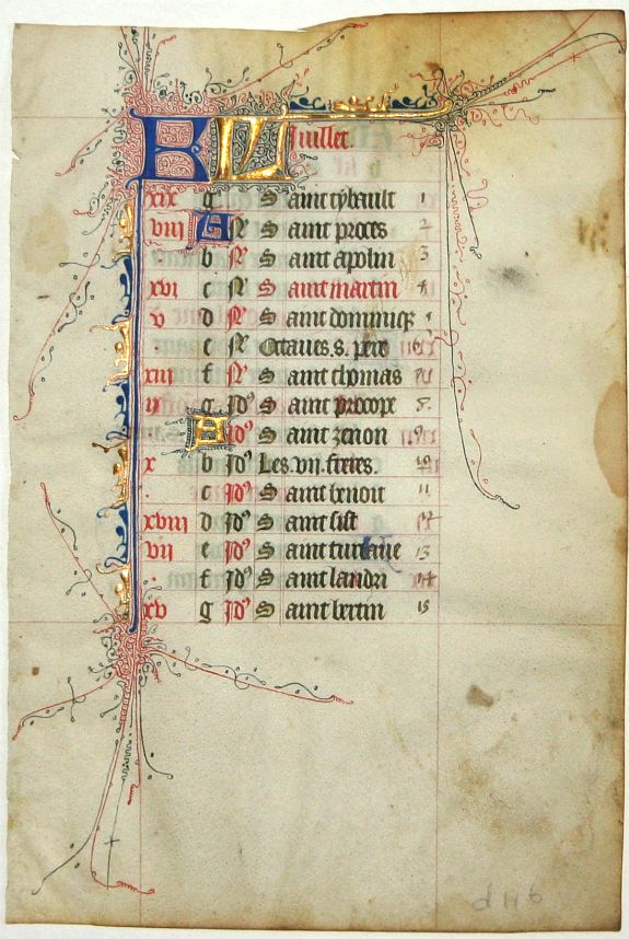 BOOK OF HOURS, Leaf on vellum from a manuscript Book of Hours., antique map, old maps