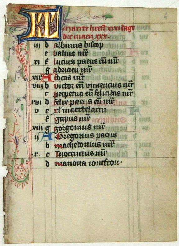 BOOK OF HOURS, Leaf on vellum from a Dutch manuscript Book of Hours., antique map, old maps