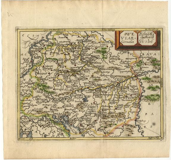 CLUVER, Sweviae Circusus, antique map, old maps