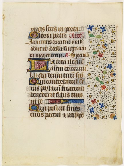 FRANCISCAN BOOK OF HOURS, Manuscript leaf from a Book of Hours., antique map, old maps