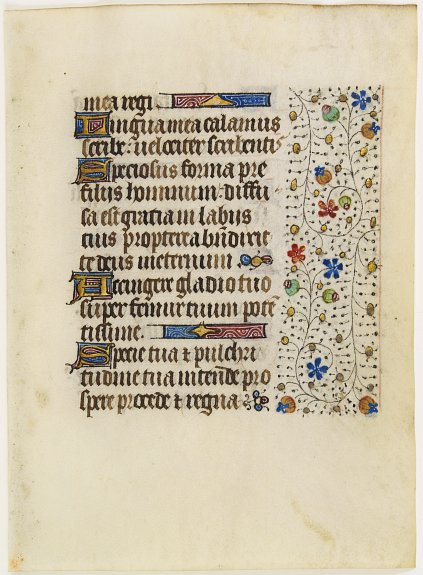 FRANCISCAN BOOK OF HOURS, Manuscript leaf from a Book of Hours, use of Rome., antique map, old maps