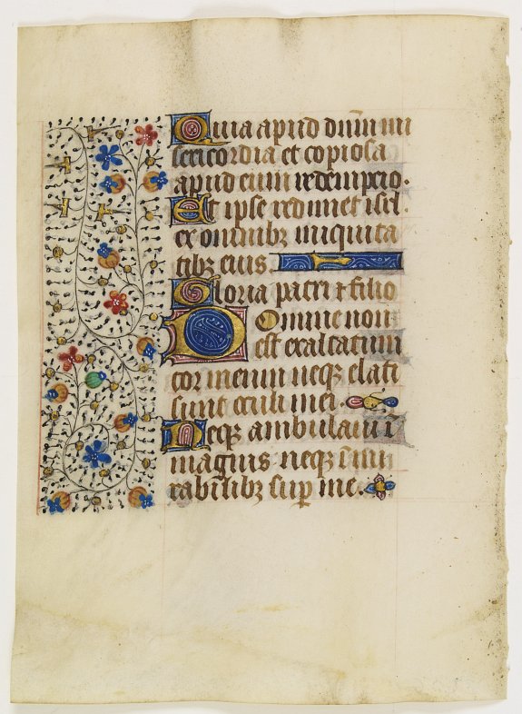 FRANCISCAN BOOK OF HOURS, Leaf on vellum from a manuscript Book of Hours, use of Rome., antique map, old maps