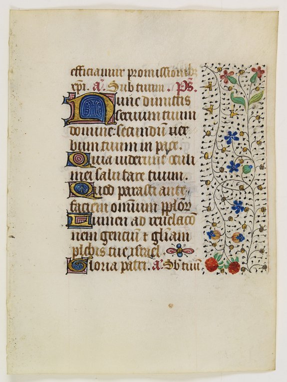 FRANCISCAN BOOK OF HOURS, Leaf on vellum from a manuscript Book of Hours, use of Rome., antique map, old maps