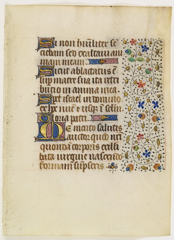 FRANCISCAN BOOK OF HOURS, Leaf on vellum from a manuscript Book of Hours, use of Rome., antique map, old maps