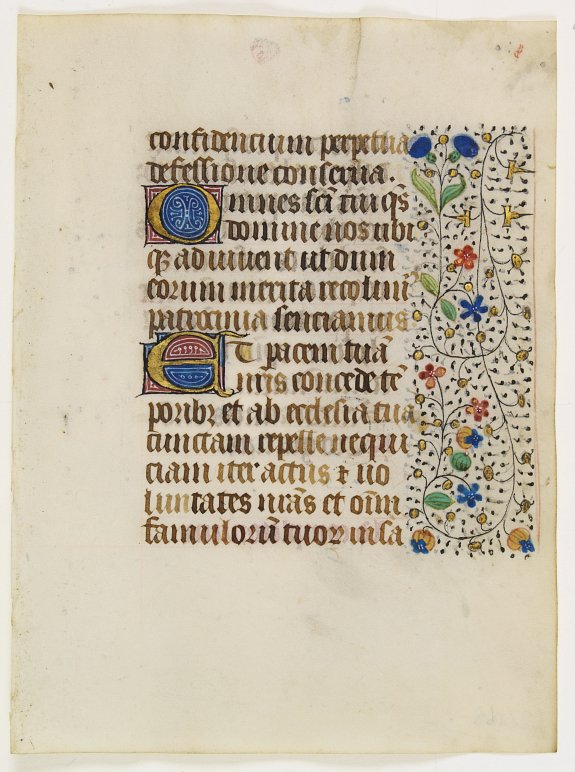 FRANCISCAN BOOK OF HOURS, Leaf on vellum from a manuscript Book of Hours, use of Rome., antique map, old maps
