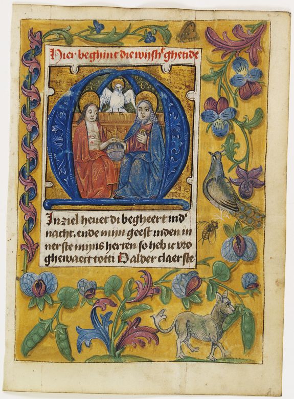BOOK OF HOURS, Leaf on vellum, from a manuscript book of hours., antique map, old maps