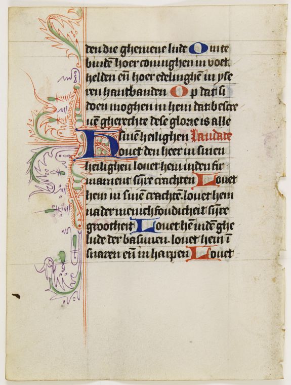 BOOK OF HOURS, A wonderful vellum leaf from a Dutch Book of Hours., antique map, old maps