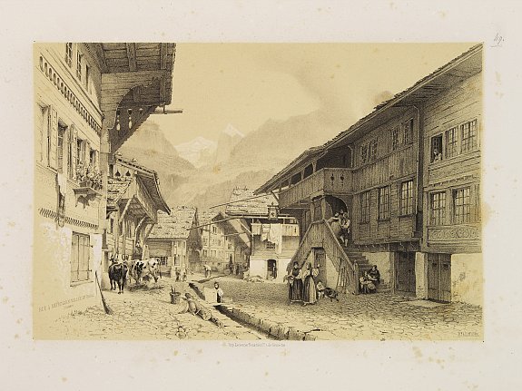 BILLMARK, C.J., Rue à Meyringen, Vallée de Hasli., antique map, old maps