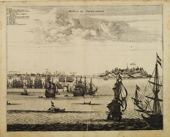 OGILBY, J., Olinda de Phernambuco., antique map, old maps