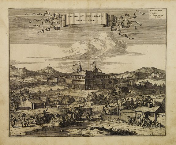 OGILBY,J., Obsidio et Expugnatio Portus Calvi., antique map, old maps