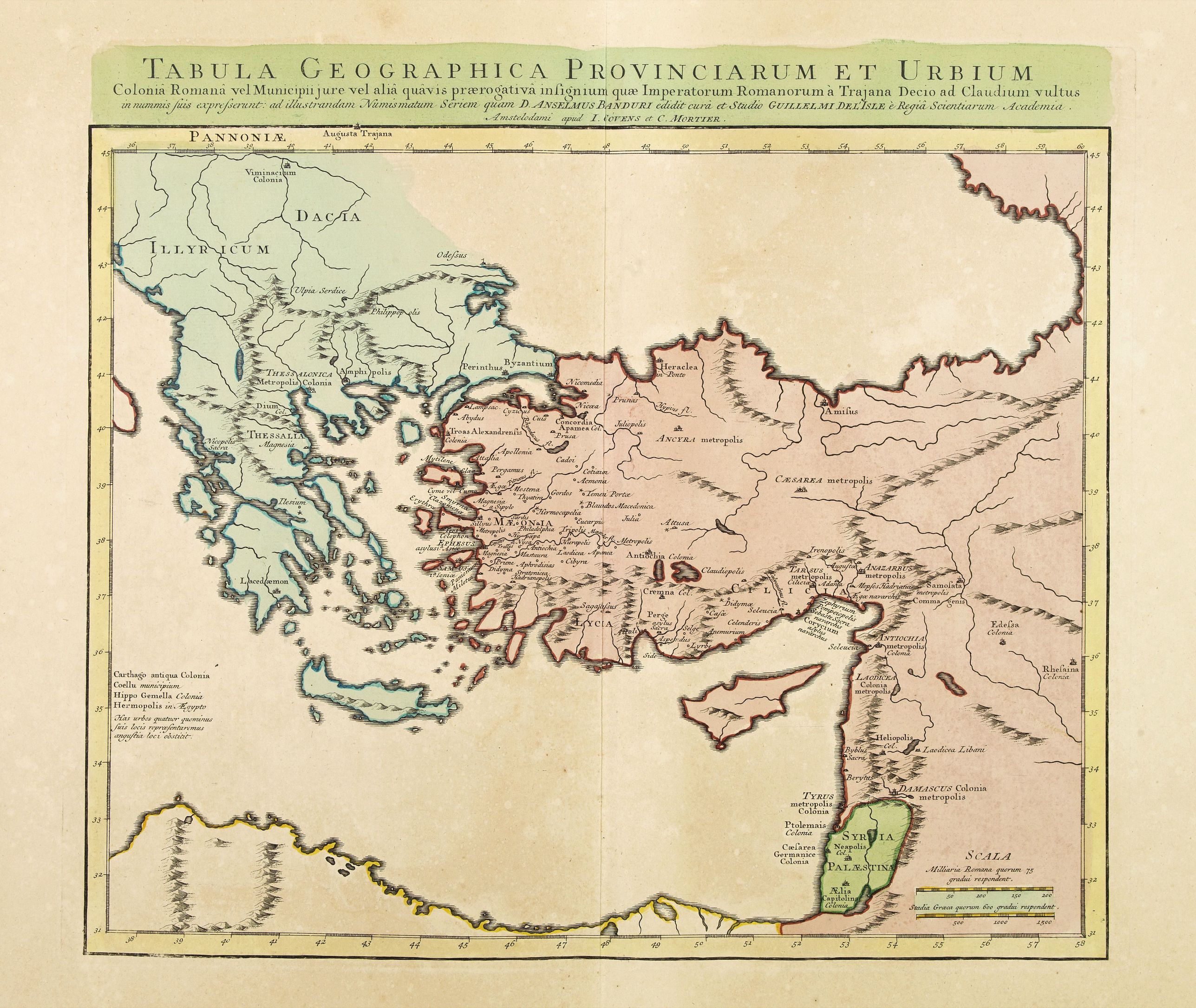 COVENS, J. / MORTIER, C., Tabula Geographica Provinciarum et Urbium Colonia Romana.., antique map, old maps