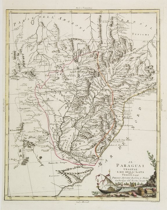 ZATTA,A., Il Paraguai Uraguai e Rio della Plata., antique map, old maps