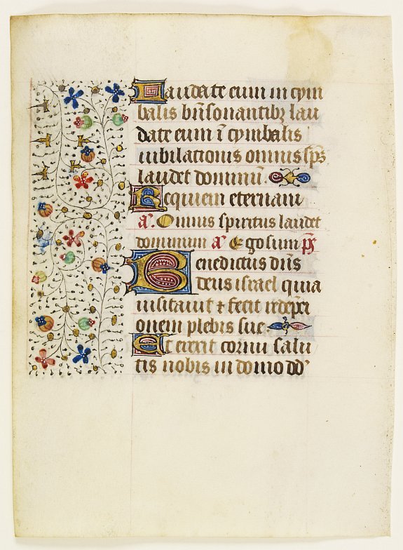 FRANCISCAN BOOK OF HOURS, Leaf on vellum from a manuscript Book of Hours, use of Rome., antique map, old maps