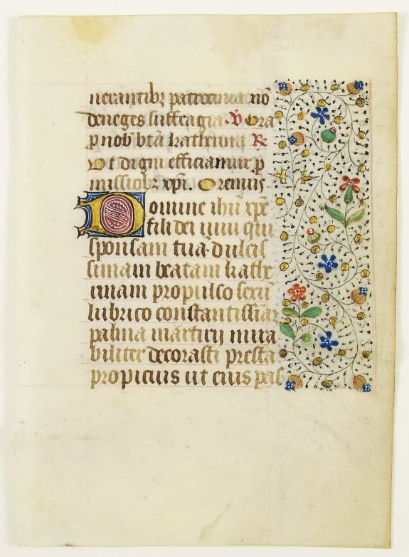 FRANCISCAN BOOK OF HOURS, Leaf on vellum from a manuscript Book of Hours, use of Rome., antique map, old maps
