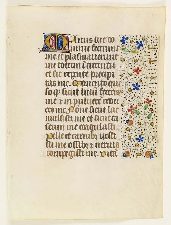 FRANCISCAN BOOK OF HOURS, Leaf on vellum from a manuscript Book of Hours, use of Rome., antique map, old maps