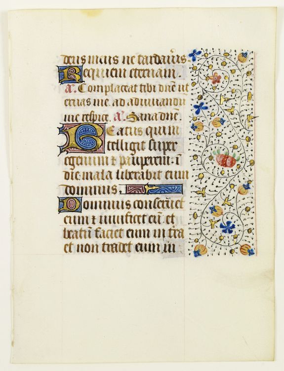 FRANCISCAN BOOK OF HOURS, Leaf on vellum from a manuscript Book of Hours, use of Rome., antique map, old maps