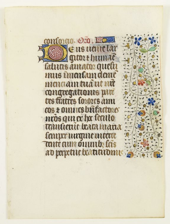 FRANCISCAN BOOK OF HOURS, Leaf on vellum from a manuscript Book of Hours, use of Rome., antique map, old maps
