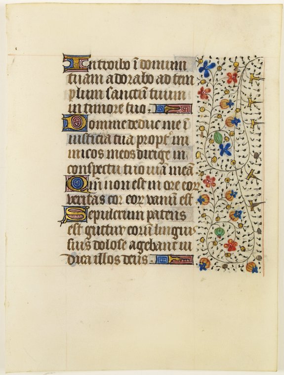 FRANCISCAN BOOK OF HOURS, Leaf on vellum from a manuscript Book of Hours, use of Rome., antique map, old maps