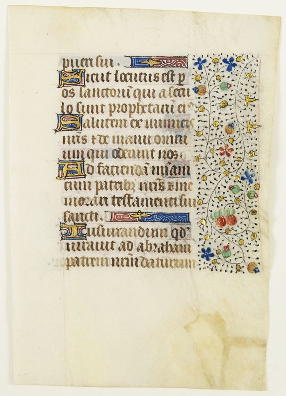 FRANCISCAN BOOK OF HOURS, Leaf on vellum from a manuscript Book of Hours, use of Rome., antique map, old maps